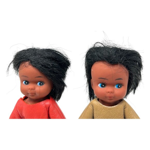 Vintage Carlson Dolls Native American Set Of 2 In Leather Outfits Black Hair - Picture 6 of 12